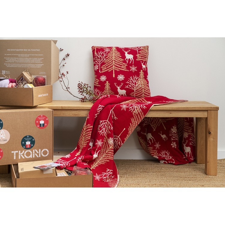 Подушка вязаная с новогодним рисунком winter fairytale  из коллекции new year essential, 45х45 см (74418)