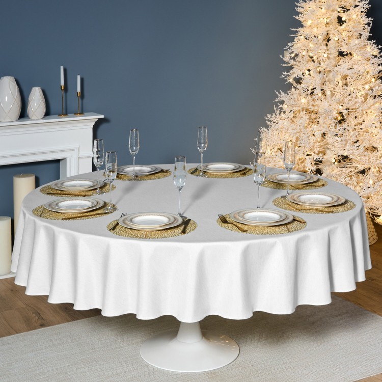 Скатерть  d220 cm круглая, "феерия. серебро", цвет: белый, tm lefard, полиэстер 100% Lefard (986-004-26)