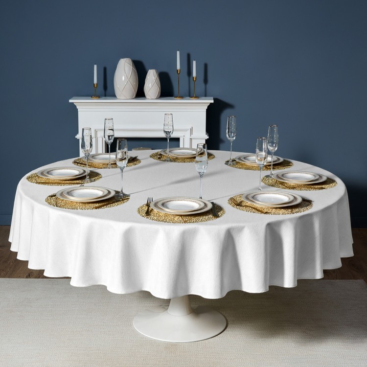 Скатерть  d220 cm круглая, "феерия. серебро", цвет: белый, tm lefard, полиэстер 100% Lefard (986-004-26)