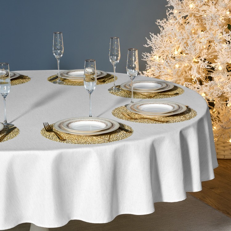 Скатерть  d220 cm круглая, "феерия. серебро", цвет: белый, tm lefard, полиэстер 100% Lefard (986-004-26)