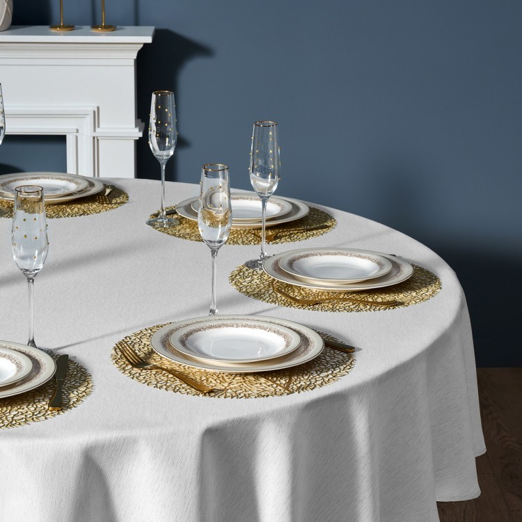 Скатерть  d220 cm круглая, "феерия. серебро", цвет: белый, tm lefard, полиэстер 100% Lefard (986-004-26)