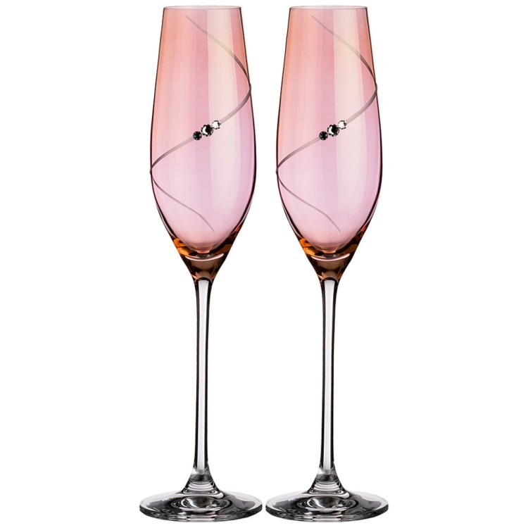 Набор бокалов для шампанского из 2 штук "силуэт" pink 220 мл Diamant (681-113)