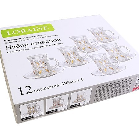 Набор д/чая стекляный 12пр LR с золотом (27089) Набор д/чая стекляный 12пр LR с золотом (27089)