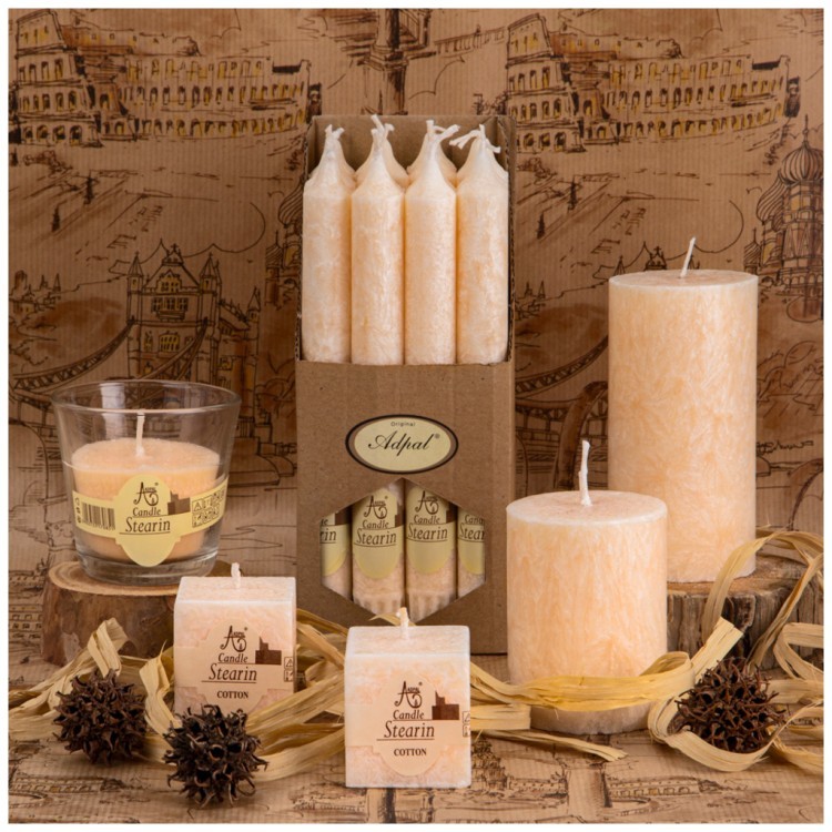 Набор ароматических стеариновых свечей из 16 шт. cotton высота 20 см Adpal (348-773)