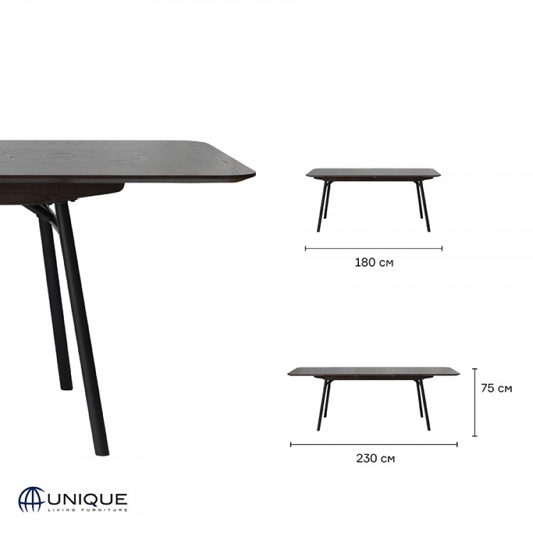 Стол раздвижной unique furniture, latina, 180/230х90х75 см (70794)