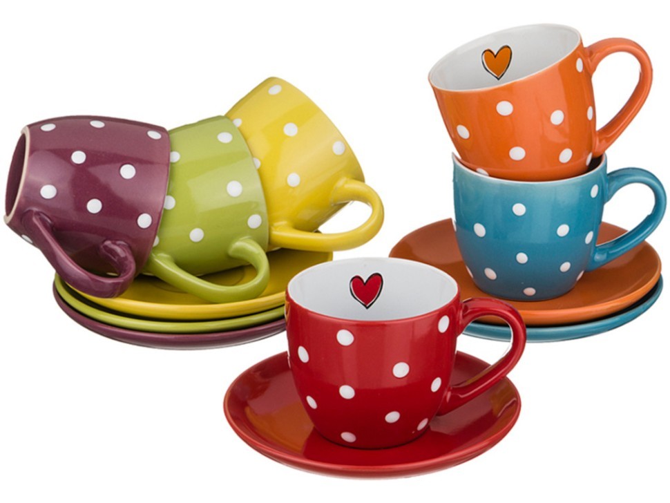 Купить Кофейную Пару Красную В Белый Горох