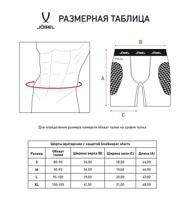 Шорты вратарские с защитой JÖGEL ScalePad Goalkeeper Shorts, черный (2119438)