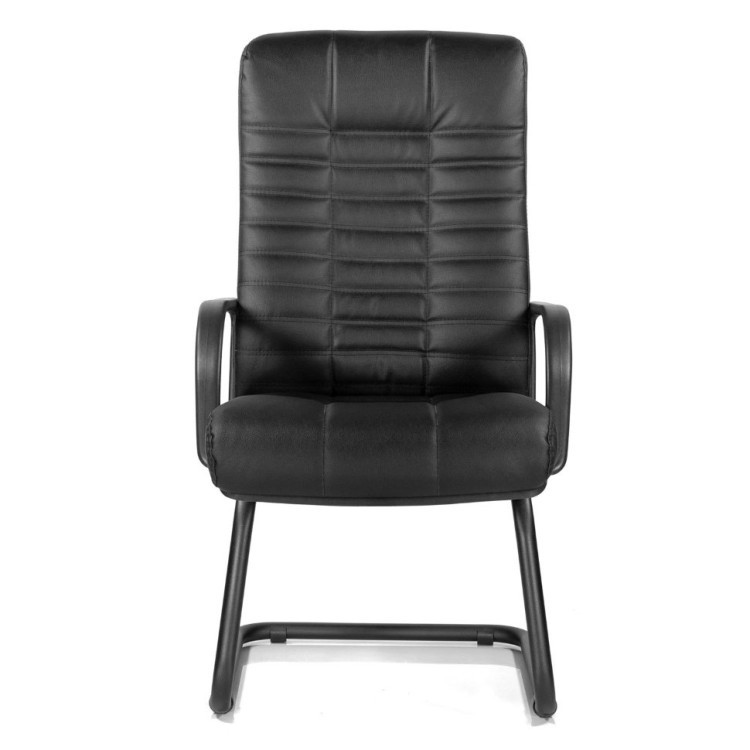 Кресло для приемных и переговорных Атлант, кожа, черное (71838)