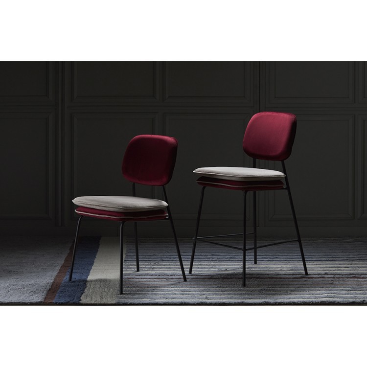 Стул с контрастным кантом pea, велюр, бордовый/бежевый (77291)