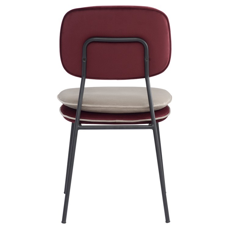 Стул с контрастным кантом pea, велюр, бордовый/бежевый (77291)