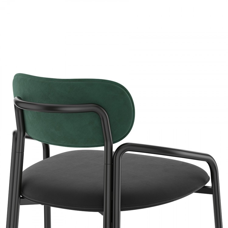 Набор из 2 полубарных стульев ror, round, велюр, черный/темно-зеленый/черный (74459)