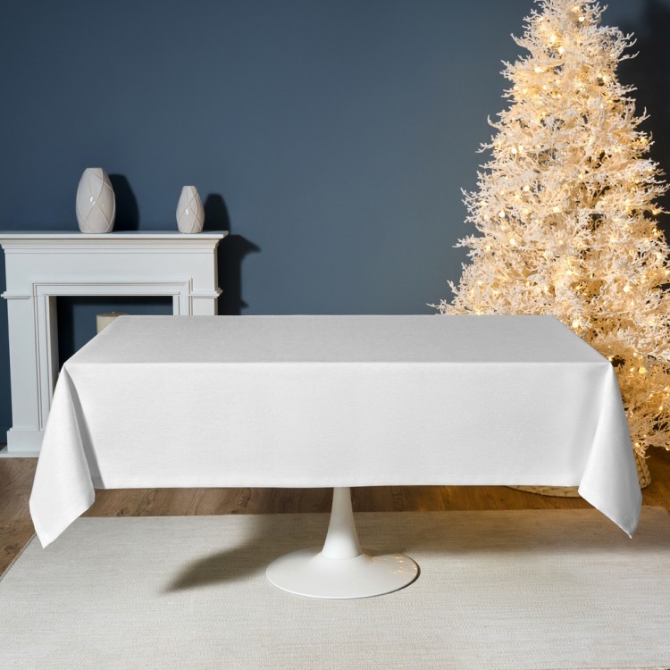 Скатерть  160х220 cm прямоугольная, "феерия. серебро", цвет: белый, tm lefard, полиэстер 100% (кор=1 Lefard (986-004-21)