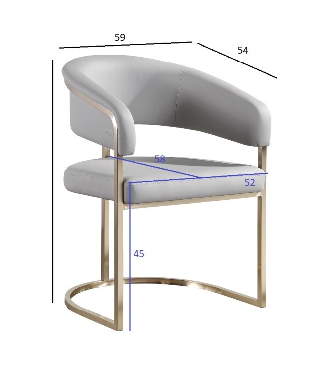 Стул экокожа св.серый/матовое золото 59,5*54*79см (TT-00014998)