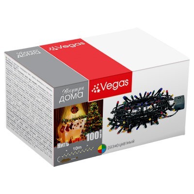 Светодиодная гирлянда для дома (мультиколор) Vegas Нить 100 LED, 10 м, 220V 55057 (64439) Светодиодная гирлянда для дома (мультиколор) Vegas Нить 100 LED, 10 м, 220V 55057 (64439)