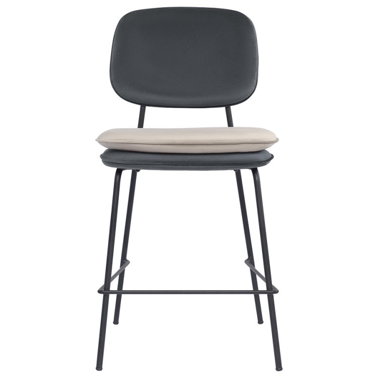 Стул полубарный pea, велюр, темно-серый/бежевый (77075)