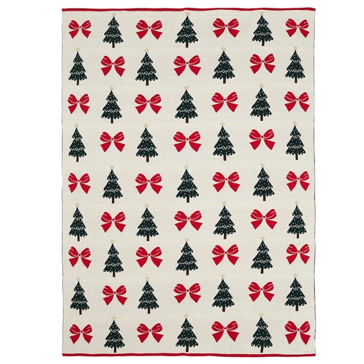 Плед из хлопка с новогодним рисунком christmas bows из коллекции new year essential, 130x180 см (79341)