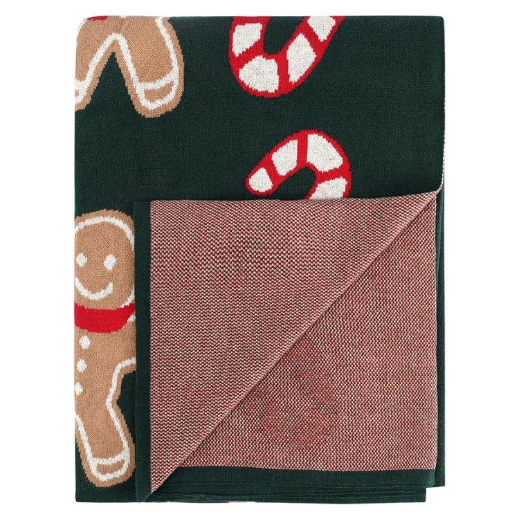 Плед из хлопка с новогодним рисунком gingerman из коллекции new year essential, 130x180 см (79343)