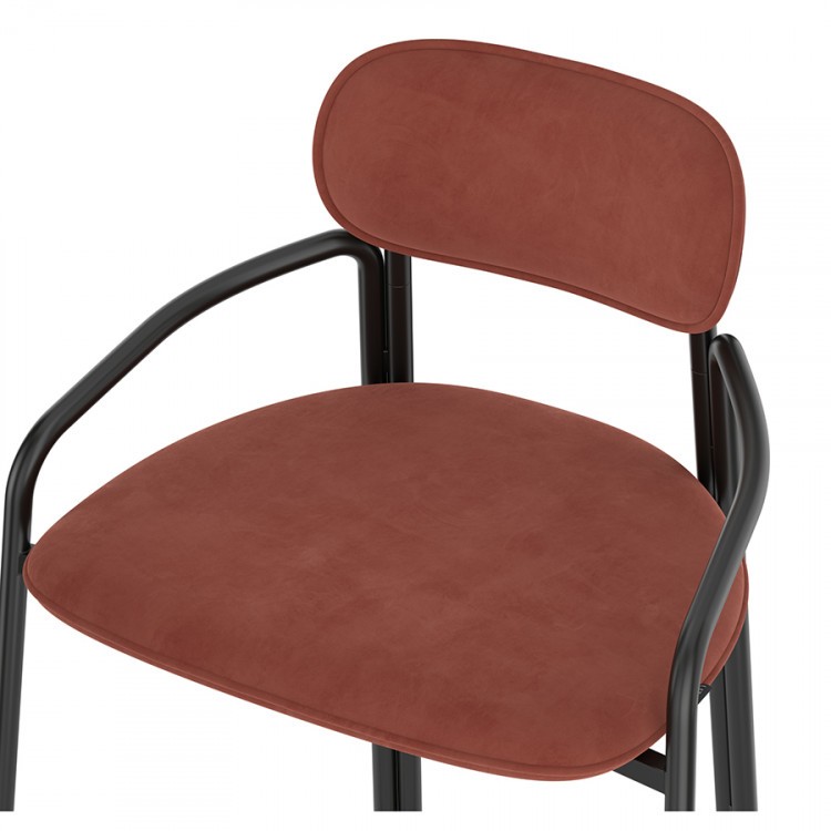 Набор из 2 полубарных стульев ror, round, велюр, черный/темно-красный (74460)