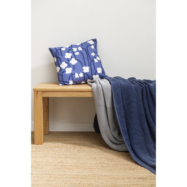 Плед из стираного хлопка темно-синего цвета из коллекции essential, 130х180 см (74411)