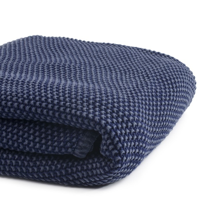 Плед из стираного хлопка темно-синего цвета из коллекции essential, 130х180 см (74411)