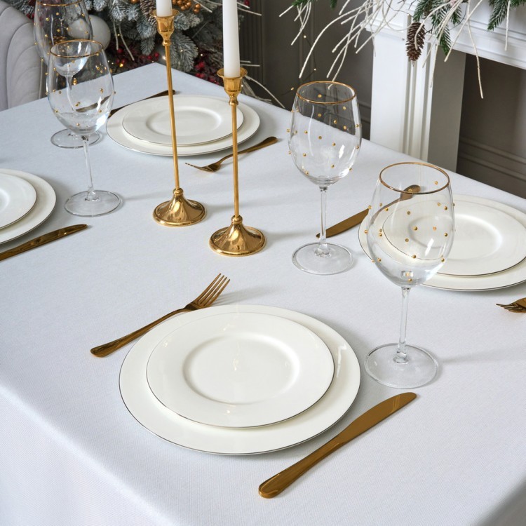 Скатерть  160х300 cm прямоугольная, "феерия. серебро", цвет: белый, tm lefard, полиэстер 100% (кор=1 Lefard (986-004-22)