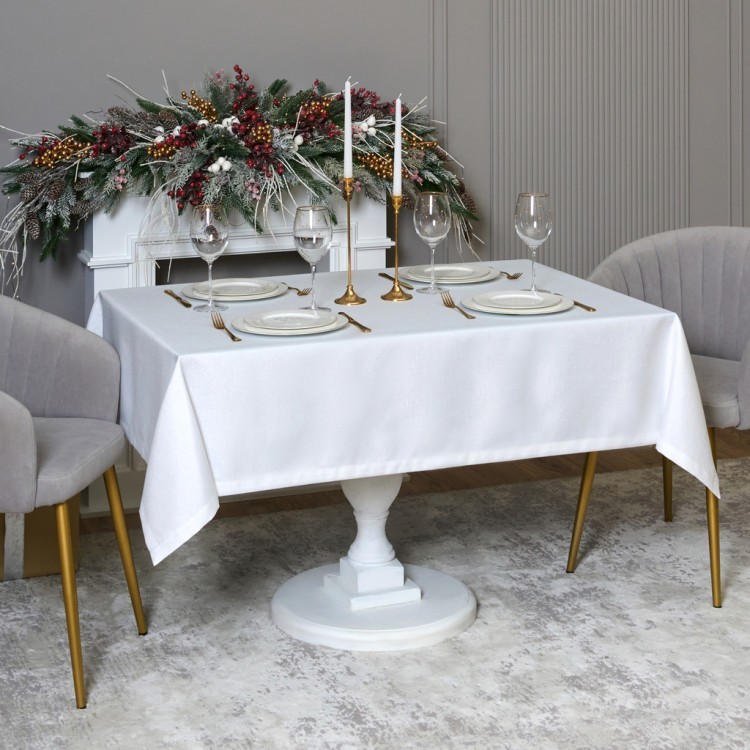 Скатерть  160х300 cm прямоугольная, "феерия. серебро", цвет: белый, tm lefard, полиэстер 100% (кор=1 Lefard (986-004-22)