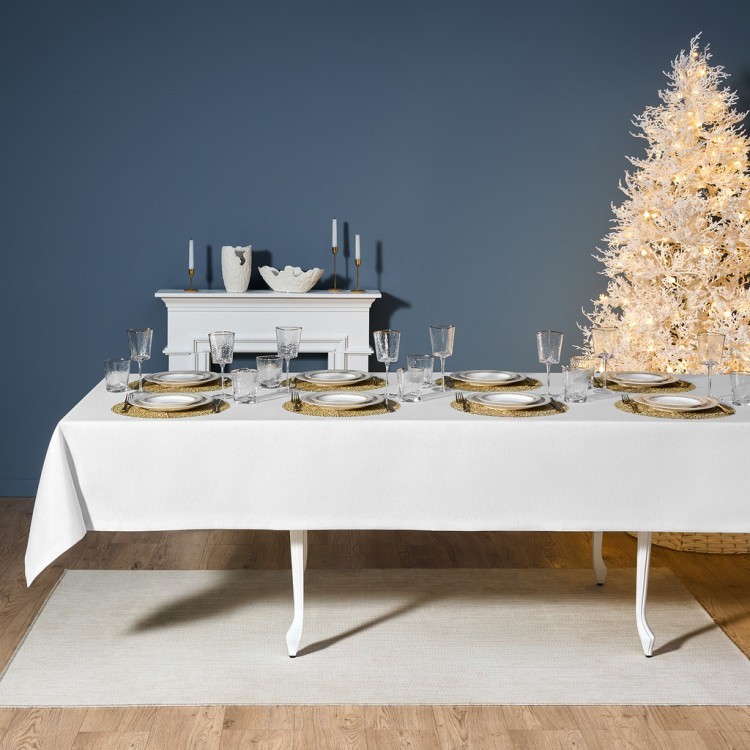 Скатерть  160х300 cm прямоугольная, "феерия. серебро", цвет: белый, tm lefard, полиэстер 100% (кор=1 Lefard (986-004-22)