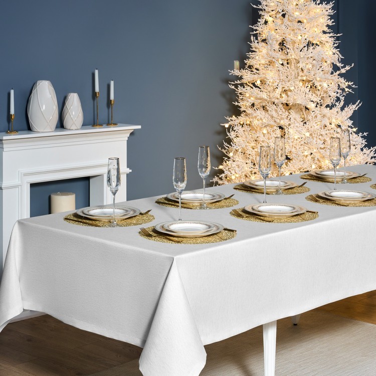Скатерть  160х300 cm прямоугольная, "феерия. серебро", цвет: белый, tm lefard, полиэстер 100% (кор=1 Lefard (986-004-22)