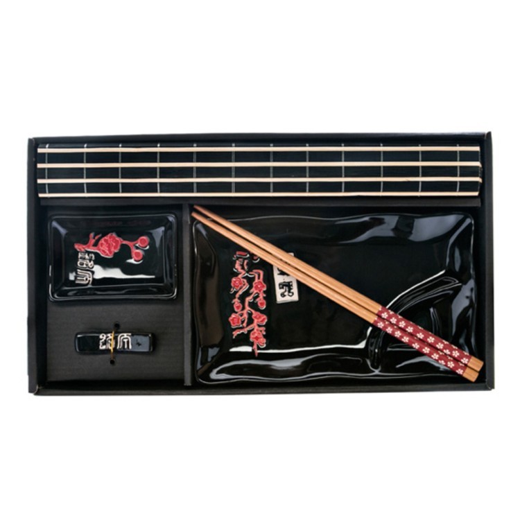 Набор для суши 5 предметов: соусник, блюдо, подставка под палочки,салфетка бамбук, палочки бамбук (к Hebei Grinding (31-242) 