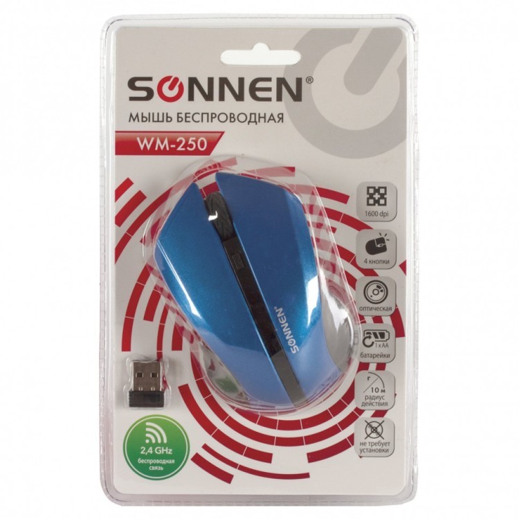 Мышь беспроводная оптическая USB Sven WM-250Bl (512644) (84601)