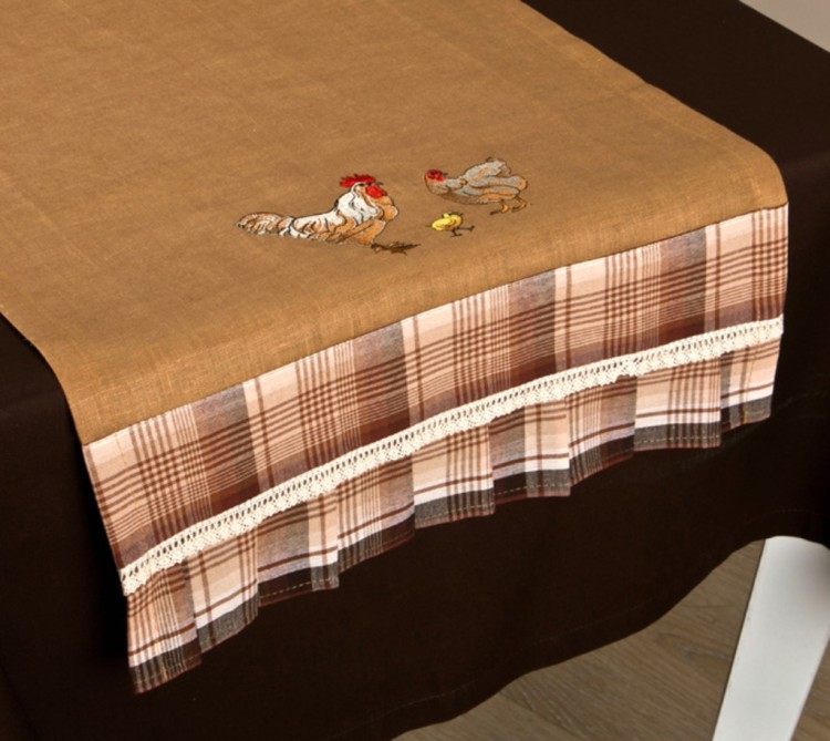 Дорожка на стол 42*82 см "петушок-охра"  лен/хлопок 100%,коричневый Оптпромторг Ооо (850-531-3) 