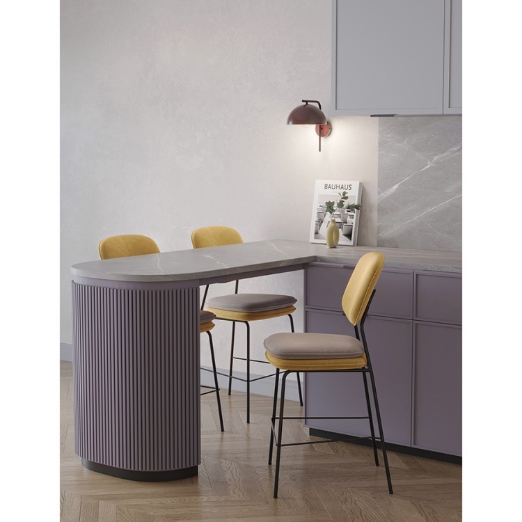 Стул полубарный pea, велюр, желтый/бежевый (77073)