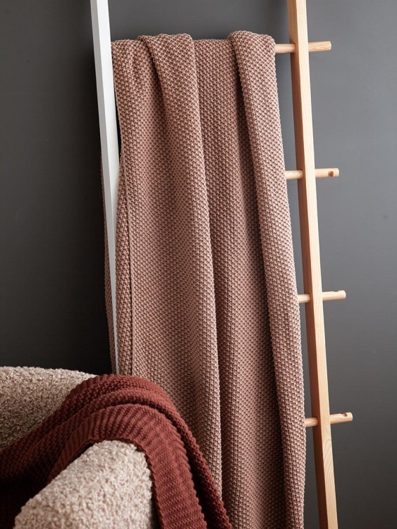 Плед из стираного хлопка цвета мокко из коллекции essential, 130x180 см (79340)