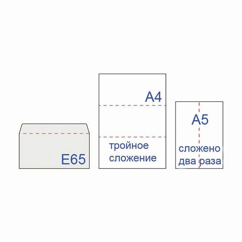 Конверты почтовые Е65 отрывная лента внутренняя запечатка 100 шт 112193 (4) (86187)