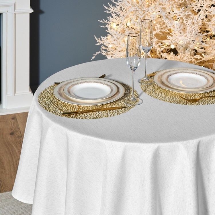 Скатерть  d150 cm круглая, "феерия. серебро", цвет: белый, tm lefard, полиэстер 100% Lefard (986-004-24)