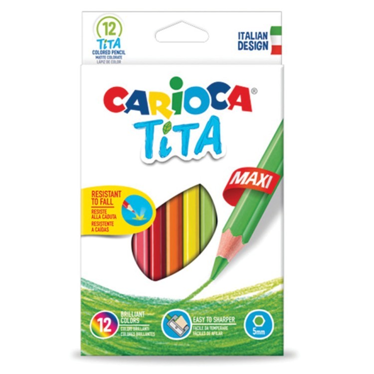 Карандаши цветные утолщенные пластиковые Carioca Tita Maxi 12 цветов 5 мм 42789 (64621)