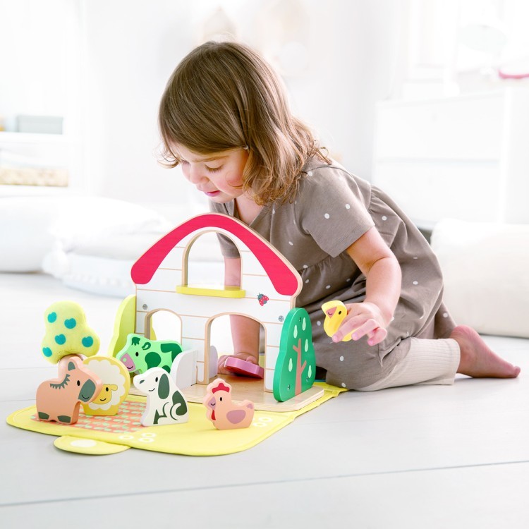 Серия Пастель Развивающая игрушка для детей "Ферма", коврик и фигурки животных (E8538_HP)