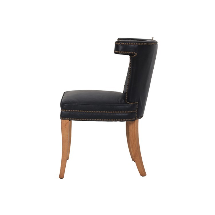 Стул DC0256A-1D/B76#, кожа, дерево, Belon black, ROOMERS FURNITURE