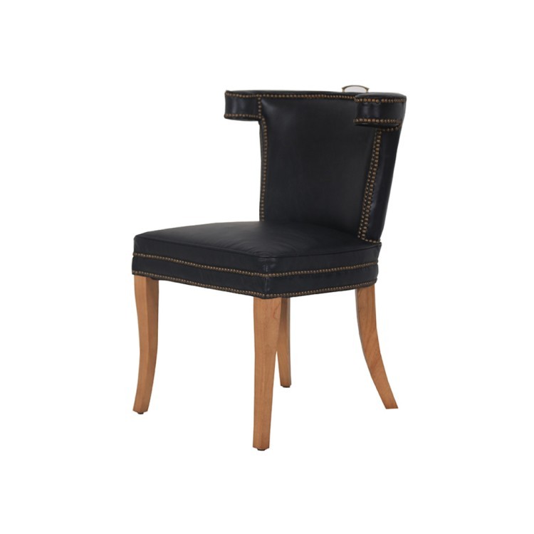 Стул DC0256A-1D/B76#, кожа, дерево, Belon black, ROOMERS FURNITURE