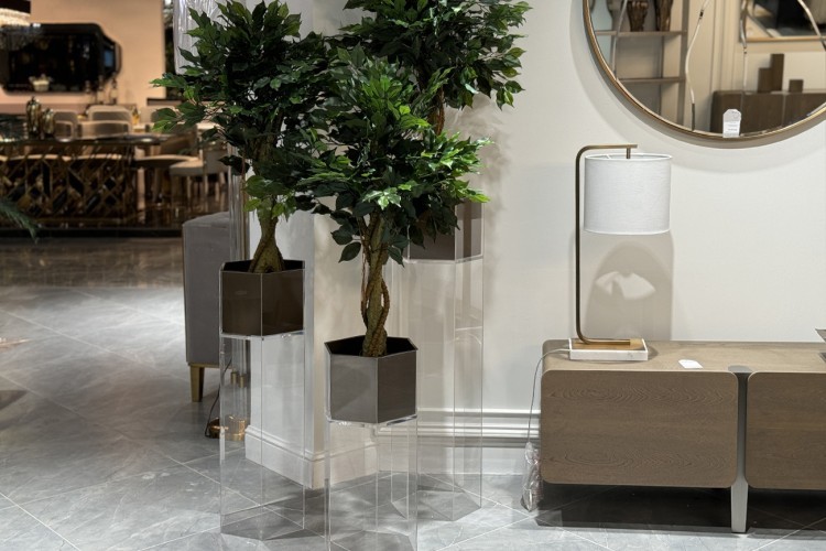 Кашпо высокое напольное, акрил/мат. бронза 30*26*100см (TT-00015532)