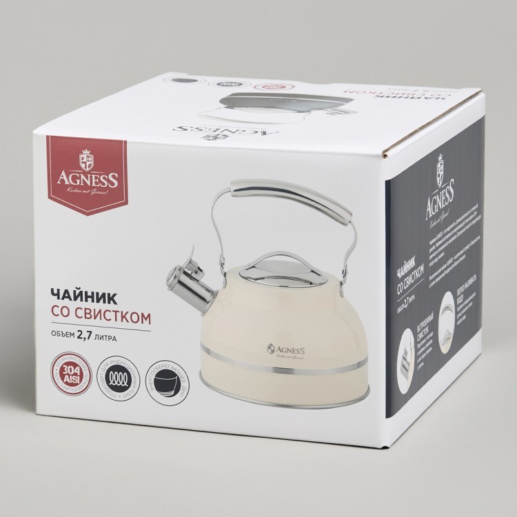 Чайник agness со свистком 2,7л, термоаккумулирующее дно, индукция Agness (914-303) Чайник agness со свистком 2,7л, термоаккумулирующее дно, индукция Agness (914-303)