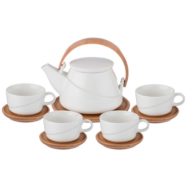 Чайный набор на 4 персоны 10 пр. чайник объем=850 мл + 4 чайные пары объем чашки=180 мл. Lefard (235-123)