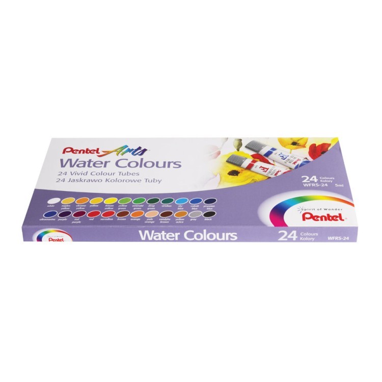 Краски акварельные художественные Pentel Water Colours 24 цвета по 5 мл WFRS-24 (72804)