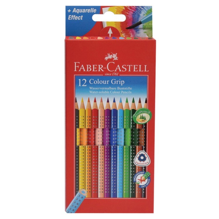 Карандаши цветные трехгранные Faber-Castell Grip 12 цветов 112412 (64622)