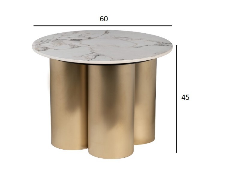 Стол журнальный керамогранит белый d60*45см (TT-00013334)