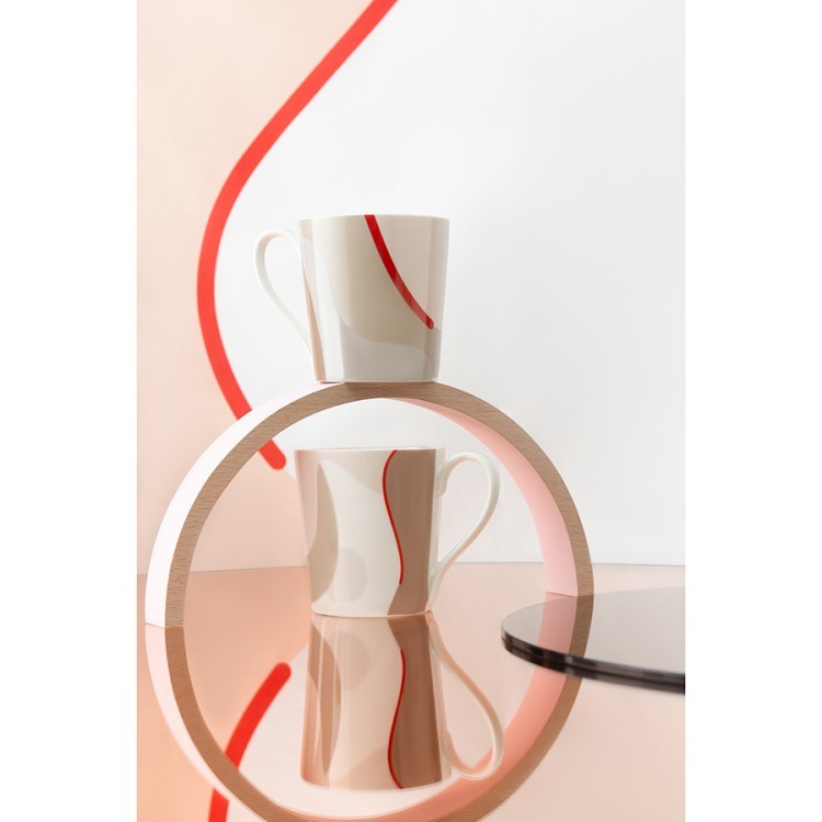 Кружка бежевого цвета с авторским принтом из коллекции freak fruit, 350мл (73576)