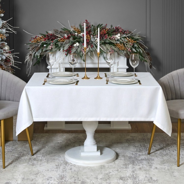 Скатерть  140х180 cm прямоугольная, "феерия. серебро", цвет: белый, tm lefard, полиэстер 100% (кор=2 Lefard (986-004-20)