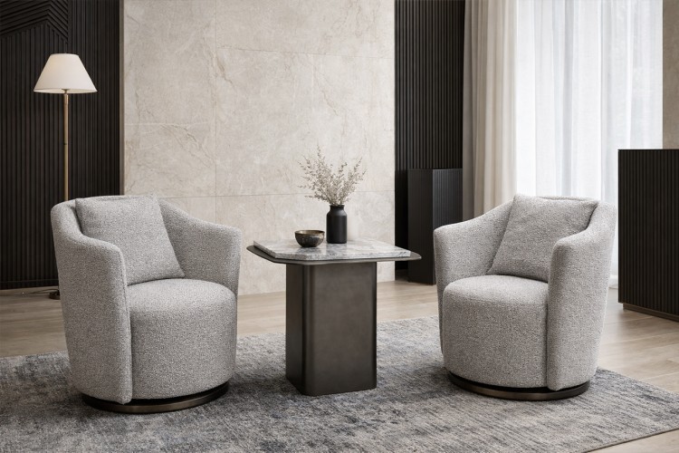 Кресло Verona вращающееся, букле серый Orso-SER/бронза 70*77*80см (TT-00016876)