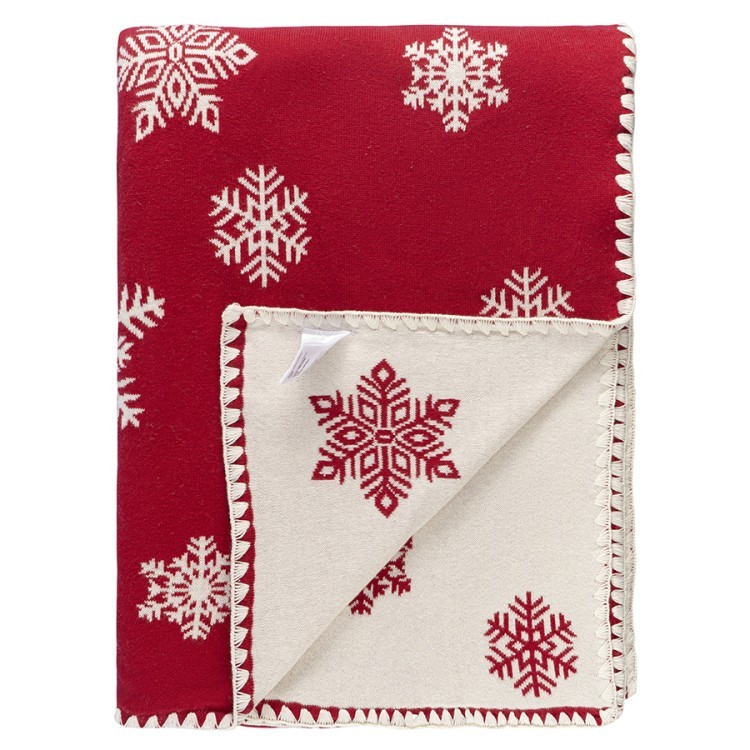 Плед из хлопка с новогодним рисунком fluffy snowflakes из коллекции new year essential, 130х180 см (76786)