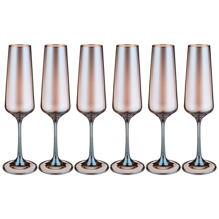 Набор бокалов для шампанского из 6 шт  серия "naomi"  160 мл цвет: лазурит Акционерное Общество (194-654)